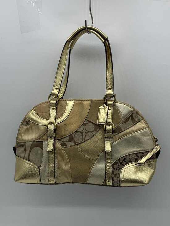 Coach Handbags - Authentic COACH Vintage Y2K 2009 Metallic Gold Patchwork Satchel Handbag F14007